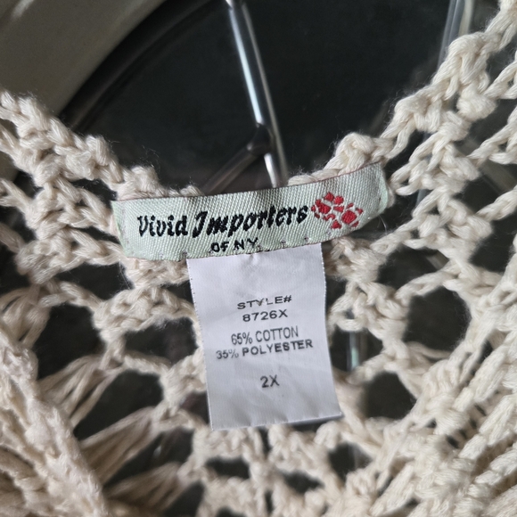 Boho Chic Cream Crochet Women's Top - Picture 4 of 4